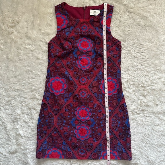 Anthropologie Eva Franco Eyelet Mini Dress Embroidered Lace Burgundy 2 NWT New - Picture 12 of 12